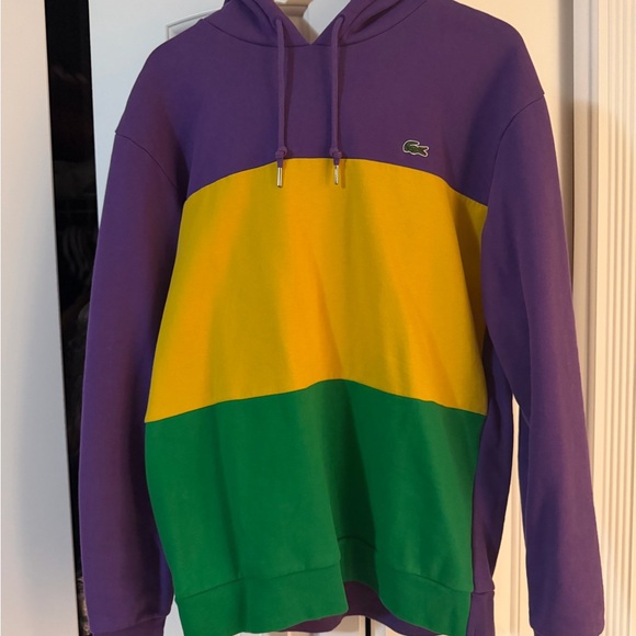 Lacoste Sweaters - Lacoste Tri-Color Hoodie in Purple, Yellow, and Green